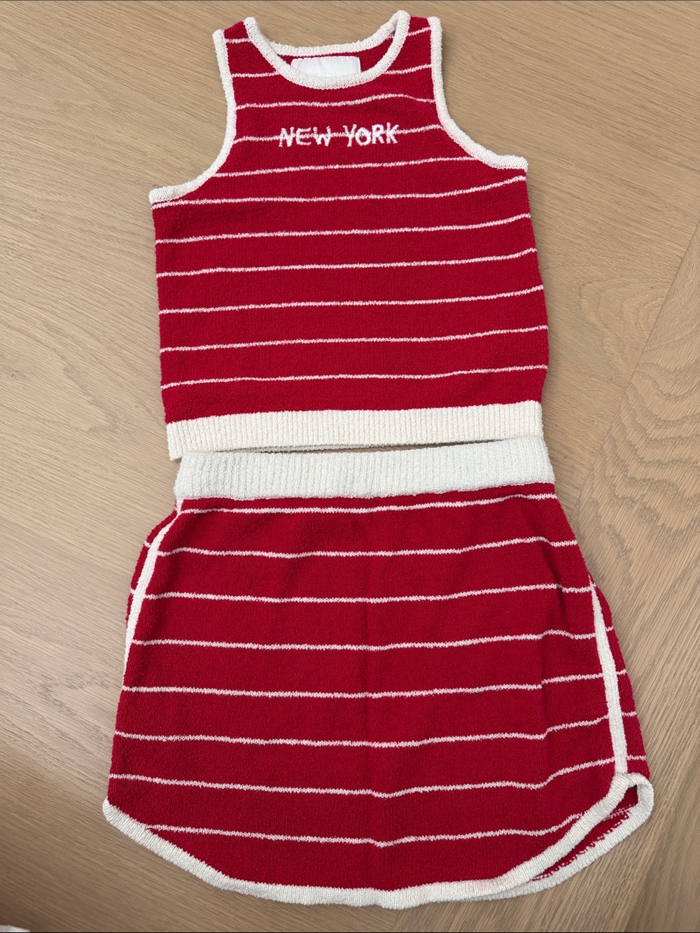 Zara Red and White Striped Kids Tank & Shorts Set
